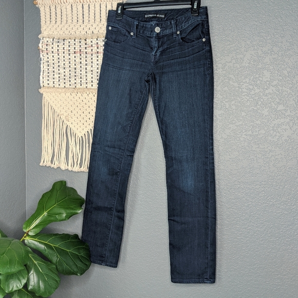 Express Stella Skinny Lowrise Dark Jeans
